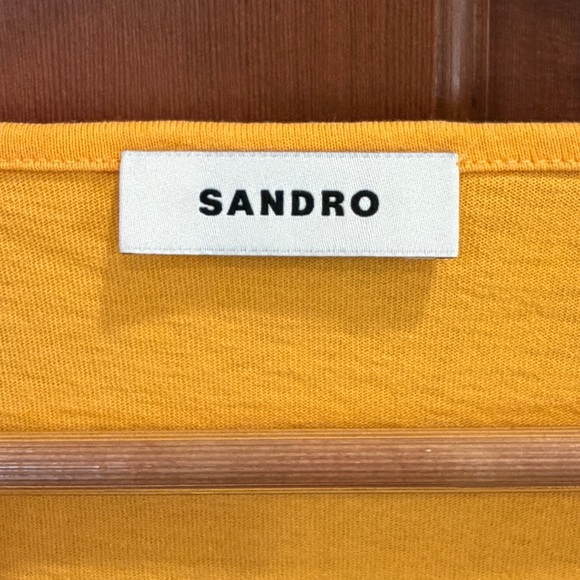 Sandro Yellow Tie-Front Short Sleeve Top V-Neck - Picture 6 of 7